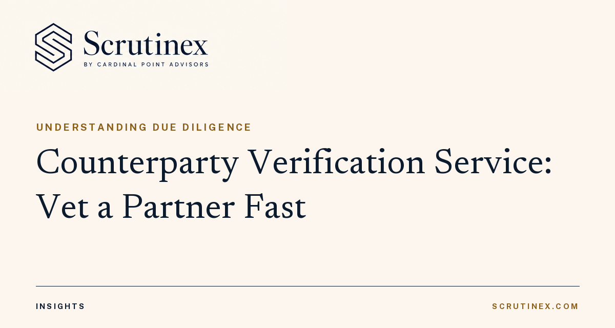 Cover image for “Counterparty Verification Service: Vet a Partner Fast”