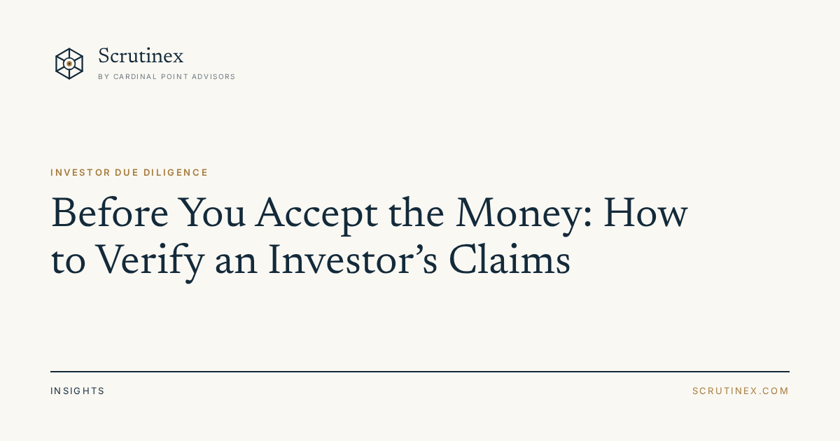 Cover image for “Before You Accept the Money: How to Verify an Investor's Claims”