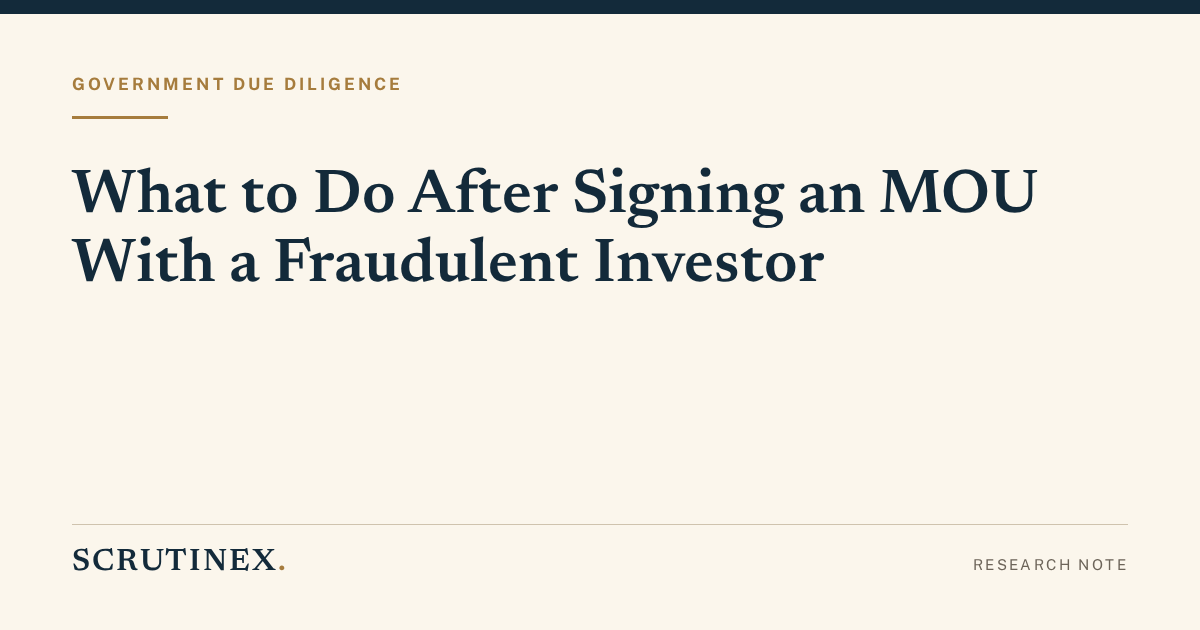 Cover image for “What to Do After Signing an MOU With a Fraudulent Investor”